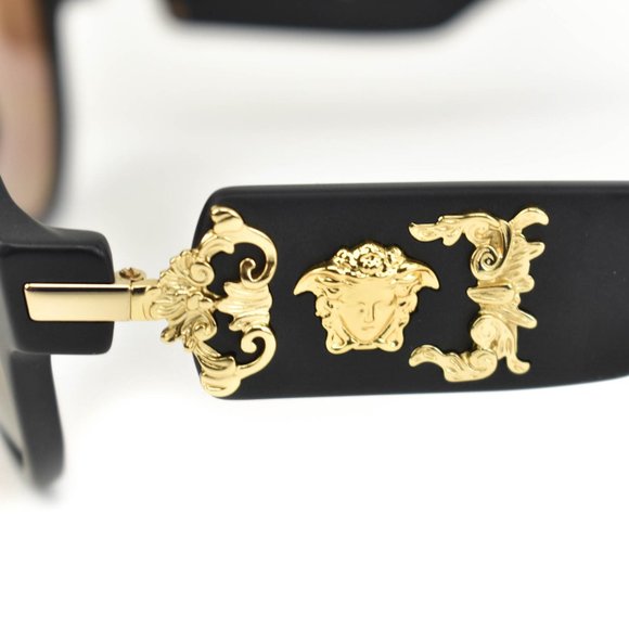 VERSACE: Matte Black, "Medusa" Logo Mirrored, Polarized Sunglasses (po) - Picture 4 of 11